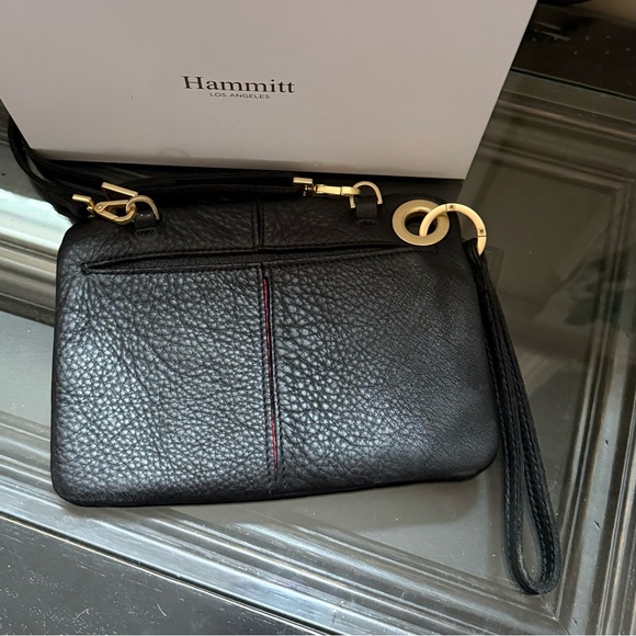 Hammitt Nash Small Convertible Red Zipper Black Leather Crossbody Bag/Wristlet - Picture 3 of 3